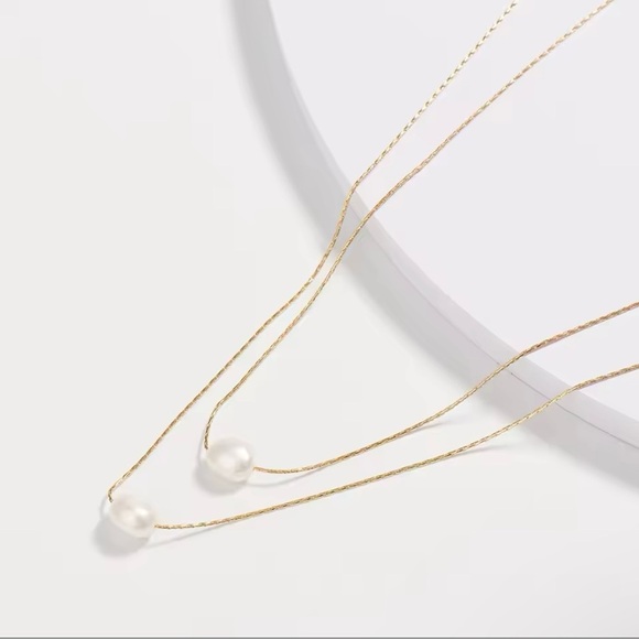 Stainless Steel  2 Layer Natural Freshwater Pearl Chain Choker - Picture 4 of 5